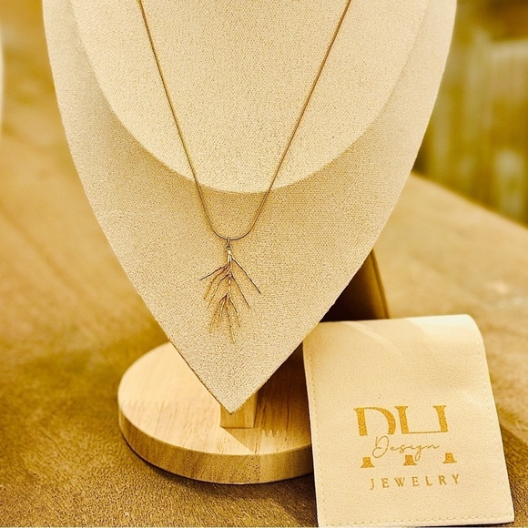 Elegant 24k‎ Gold Gilded Branch Necklace by PH Design Jewelry - Picture 1 of 6